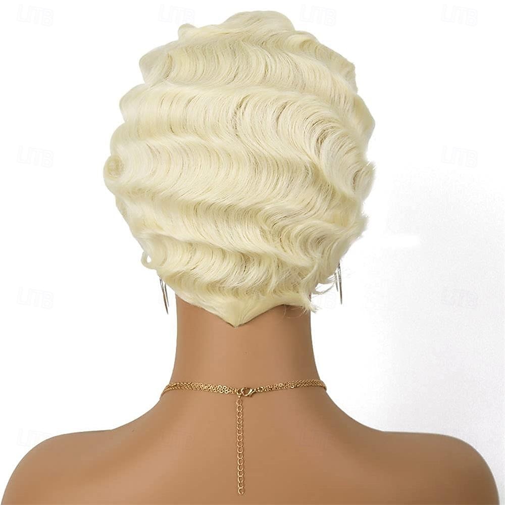 Parrucca a Onde Parrucca Corto Capelli Sintetici Ricci per Donne di Colore Nero Parrucca Lady Nuna Costume Cosplay Anni 1920 Festa di Carnevale Uso Quotidiano Parrucche di Halloween del 2026 a $22.99 –P11