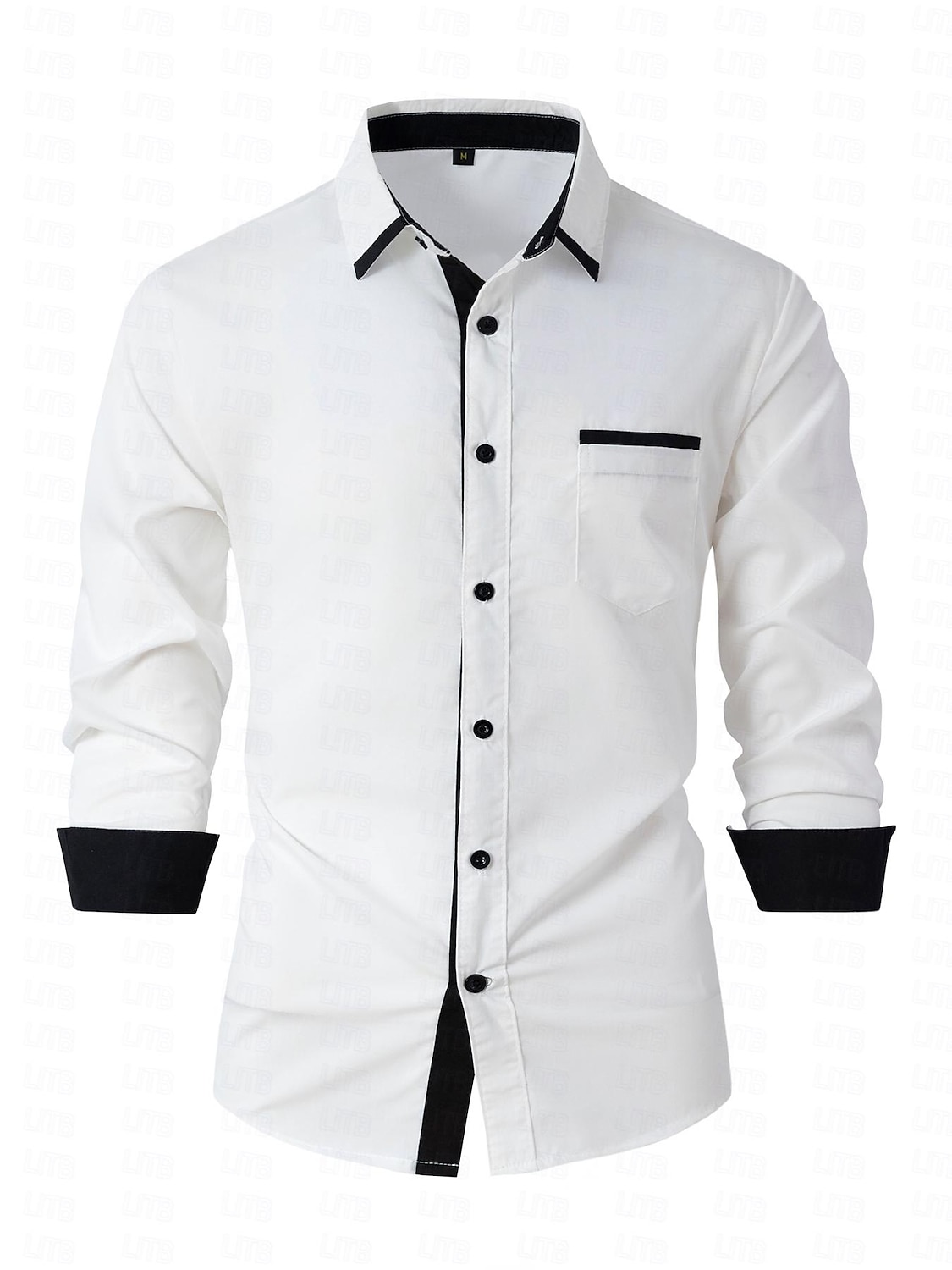 Voor heren Overhemd Normaal shirt Blauw Lange mouw Kleurenblok Effen / effen kleur Strijkijzer Vakantie Bruiloft Button-omlaag Kleding Katoen Modieus Vrije tijd 2026 - $24.99 –P1