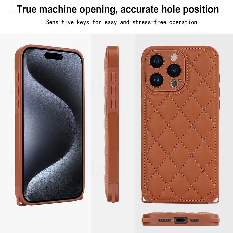 телефон Кейс для Назначение iPhone 15 Pro Max iPhone 14 13 12 11 Pro Max X XR XS 8 7 Plus Кейс на заднюю панель с ремешком с ремешком на запястье Защита от удара Геометрический рисунок ТПУ Кожа PU 2025 - $18.99 –P14