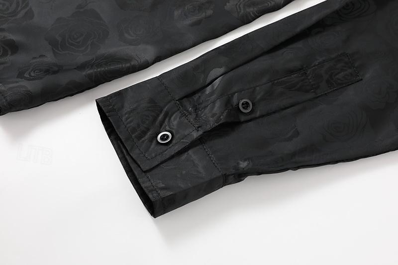 Men's Prom Shirt Satin Silk Shirt Graphic Wedding Party Silver Black Wine Navy Blue Long Sleeve Turndown Clothing Apparel Button-Down 2025 - $29.99 –P4