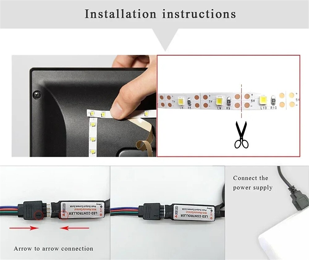 2025年 RGB LED ストリップ ライト 5V USB 5050 LED ダイオード テープ ストリップ Bluetooth 制御 LED ライト 壁 部屋用 10m LED ストリング ライト ゲーム ルーム 装飾 IP20  コレクション – $30.99 –P3