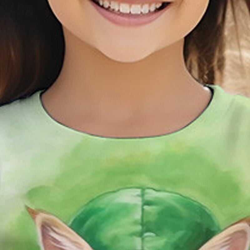 St. Patrick Girls' 3D Cat Four Leaf Clover Tee Shirt Short Sleeve 3D Print Summer Active Fashion Cute Polyester Kids 3-12 Years Crew Neck Outdoor Casual Daily Regular Fit 2025 - $11.99 –P8