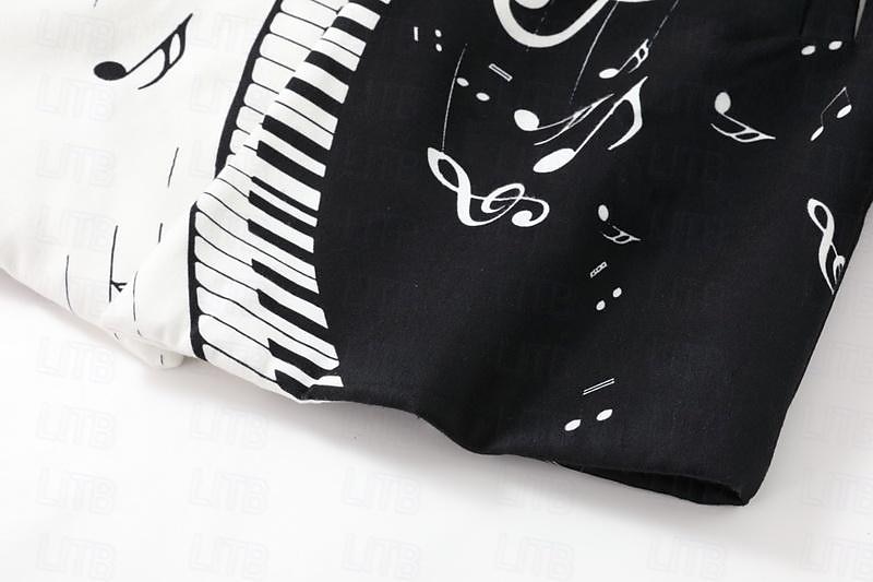 Men's Musical Notes Winter Coat Overcoat Coat Warm Breathable Comfortable Fashion Streetwear Business Work Wear to work Going out Pocket Print Fall & Winter Turndown Long Sleeve Black White Sky Blue 2025 - $67.99 –P7