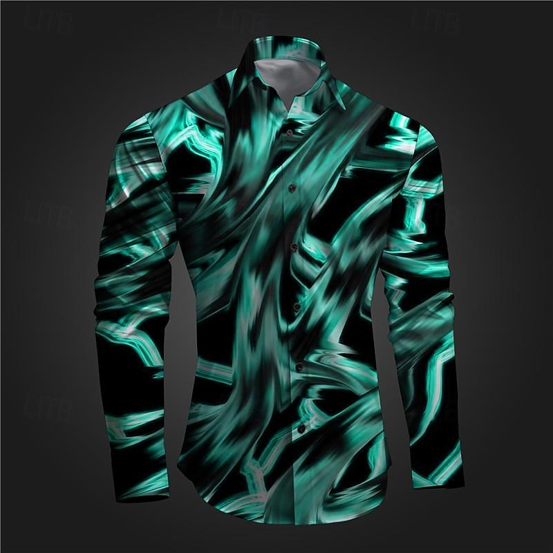Per uomo Geometrica Graffiti Camicia con bottoni Camicie stampate Manica lunga Sottoculturale Da mare Feste Strada Primavera estate Collo ripiegabile Stampa Bottone giù Rosa Rosso Blu Azzurro cielo del 2025 a $26.99 –P7