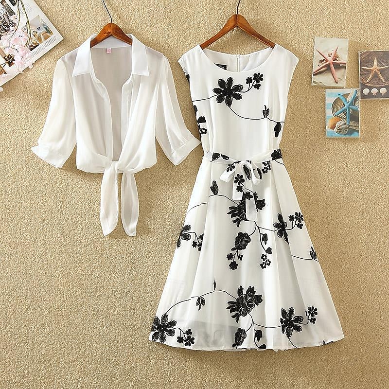 Retro / vintage Femtiotal Klänningar Blus / Skjorta Kläder Blommig Rund hals Dam Ledigt / vardag Möhippa Vuxna Skjorta Klänning Hemkomstklänningar Sommar 2025 - $41.99 –P1