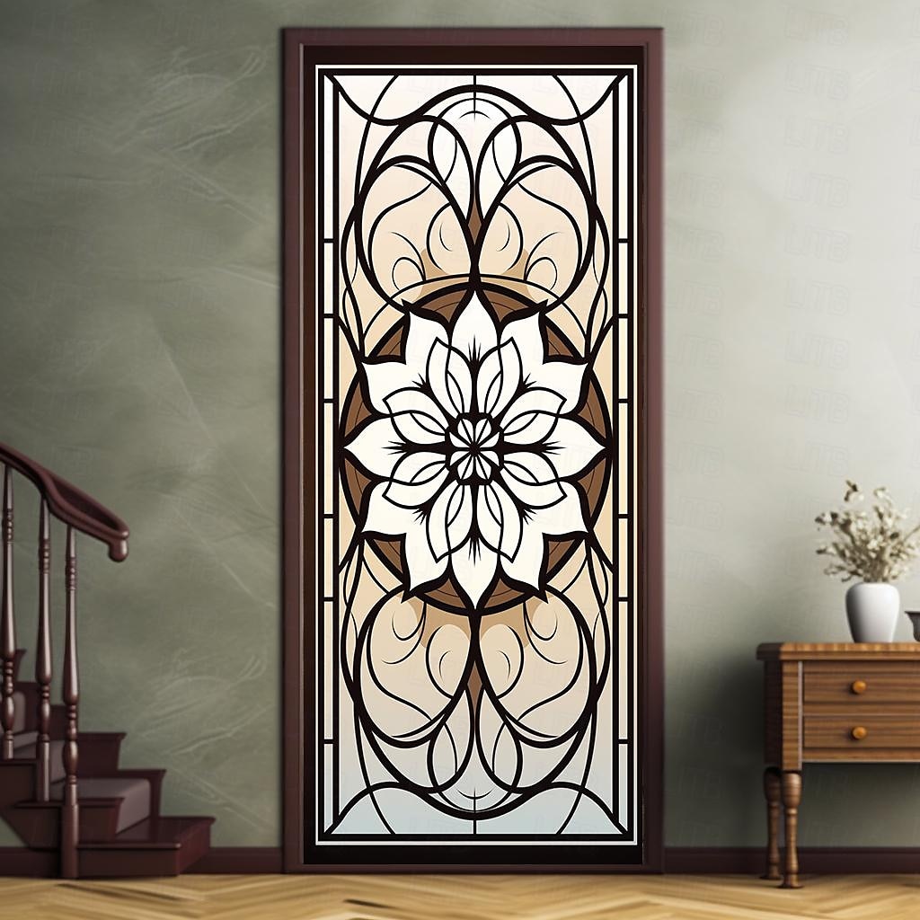 витражи цветочные дверные покрытия фреска декор дверной гобелен дверной занавес украшение фон дверной баннер съемный для входной двери в помещении и на открытом воздухе украшение для дома и комнаты 2026 - $23.99 –P17