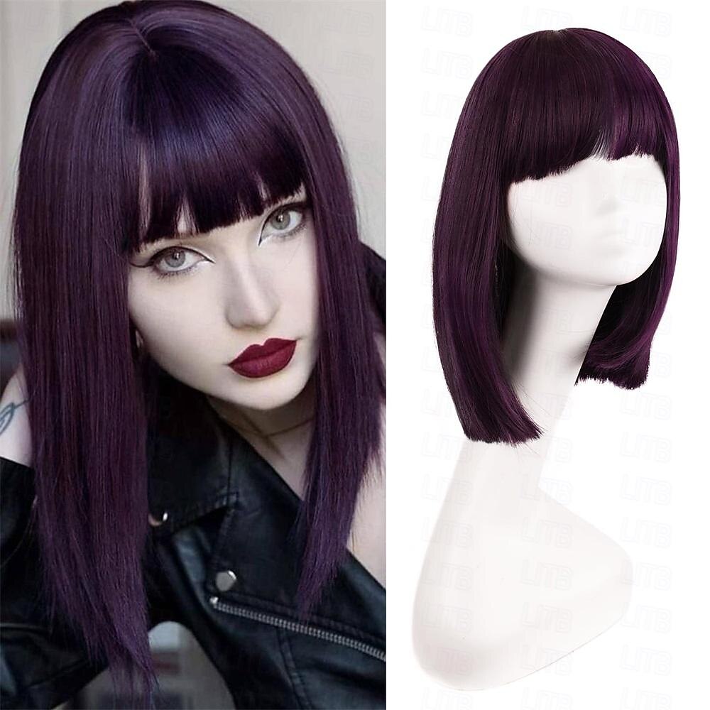 Parrucche Bob Bianche per Donne Parrucca corta bianca con frangia Parrucche Bob Lisce Sintetiche Parrucche quotidiane per feste Parrucchi di Halloween del 2025 a $18.99 –P2