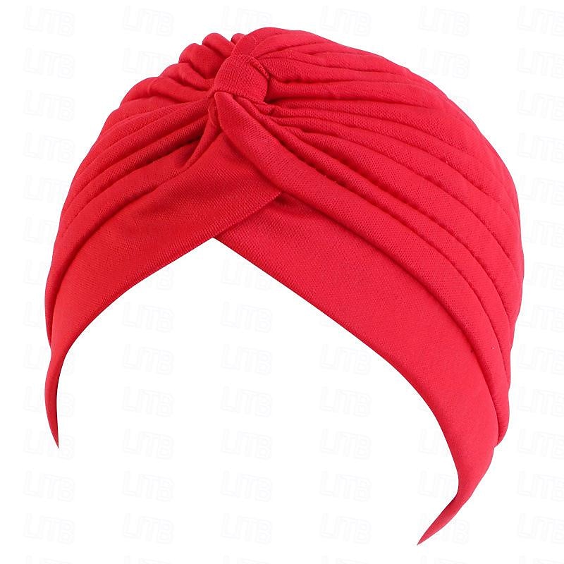 Sombreros turbantes suaves con nudo preanudado moda plisada gorro de quimioterapia diadema para dormir de color sólido naranja para mujeres Día de Reyes casual diario 2025 - $13.99 –P12