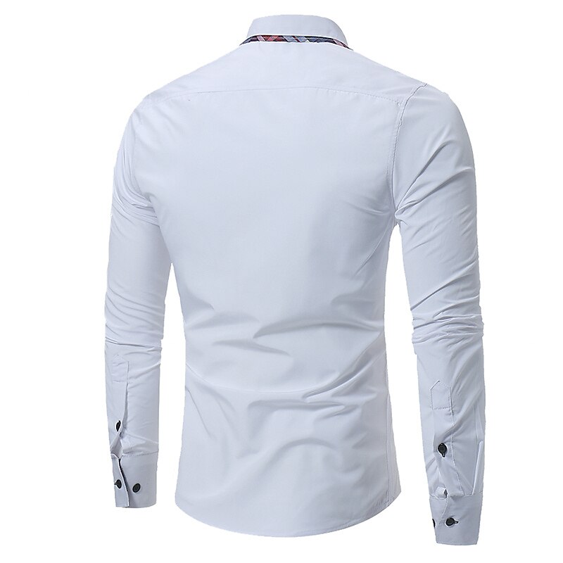 Herren Oberhemd Knopfhemd Schwarz Weiß Wein Langarm Farbblock Umlegekragen Frühling & Herbst Hochzeit Täglich Bekleidung Hemden mit Kragen 2025 - $16.49 –P4