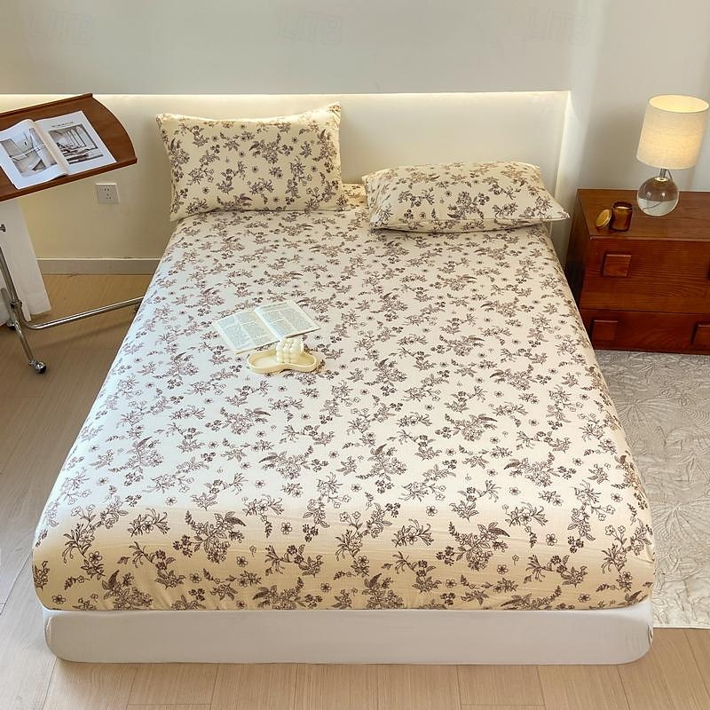 Lençol de cama 100% algodão de 1 unidade com capa de cama de flores pequenas fragmentadas capa de colchão elástica para cama de casal de luxo individual ou dupla disponível em vários tamanhos de 2025 por $22.99 –P10