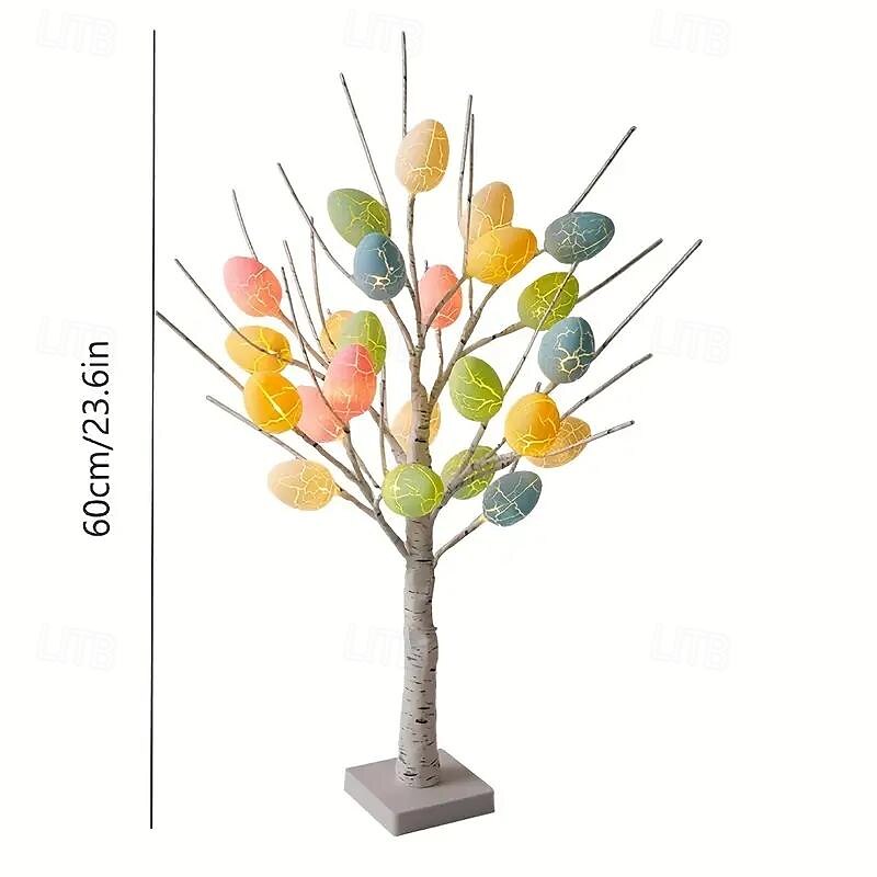 Easter Decorations White Birch Tree with 24 Pcs Easter Egg Ornaments 24 Warm White LED Lights Easter Egg Tree Centerpiece for Table Spring Home Wedding Birthday Indoor 2025 - $30.99 –P9