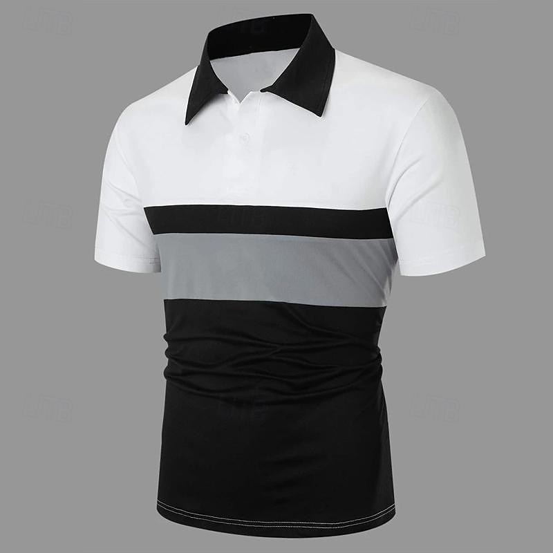 Herre POLO T-skjorte Golf skjorte Avslappet Ferie Klassisk Kortermet Mote Grunnleggende Fargeblokk Knapp Sommer Normal Rød Smaragd Grønn Mørkeblå Svart-Hvit POLO T-skjorte 2025 - $16.49 –P5