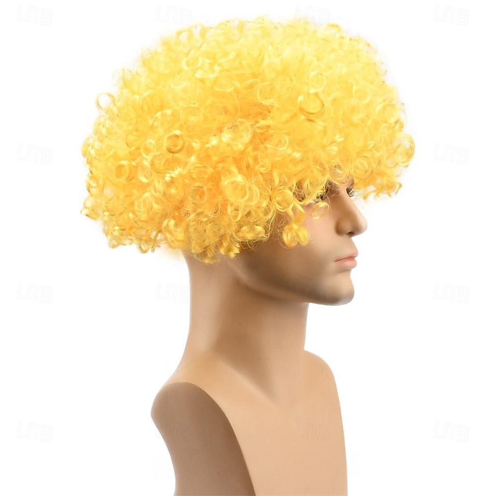 باروكات أفريقية قصيرة منفوشة - شعر مستعار ديسكو هيبي مجعد للنساء والرجال لأزياء تنكرية لحفلات الهالوين، شعر مستعار لعيد القديس باتريك 2025 - $21.99 –P6
