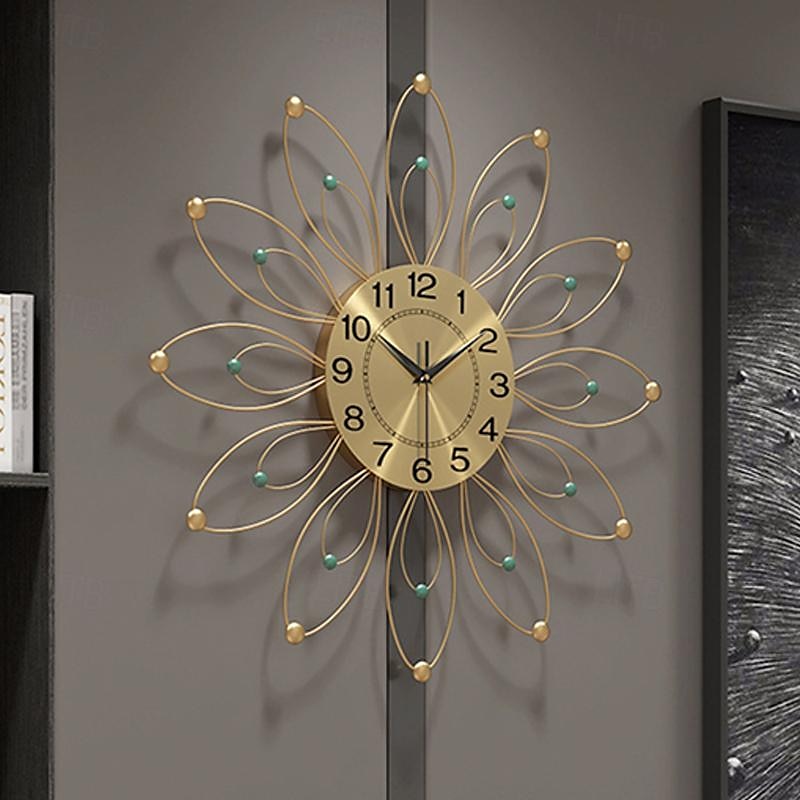 nagy falióra virágos fém dekoratív csendes nem ketyeg nagy órák modern lakberendezés nappaliba hálószoba étkező iroda 2025 - $87.99 –P10
