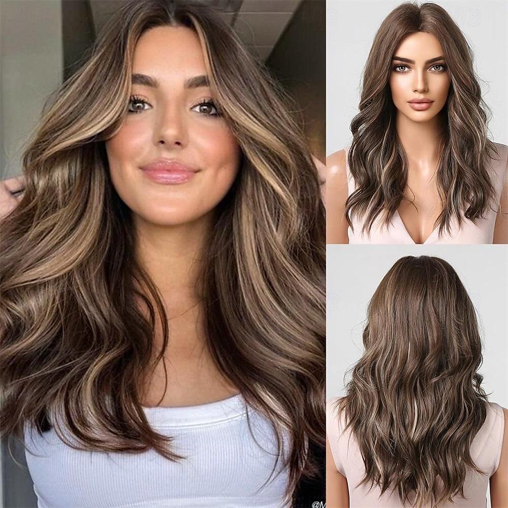 Ombre perucas loiras sujas com bangsash loira longa peruca ondulada para mulheres peruca de cabelo sintético longo encaracolado para festa uso diário 24in de 2025 por $29.99 –P11