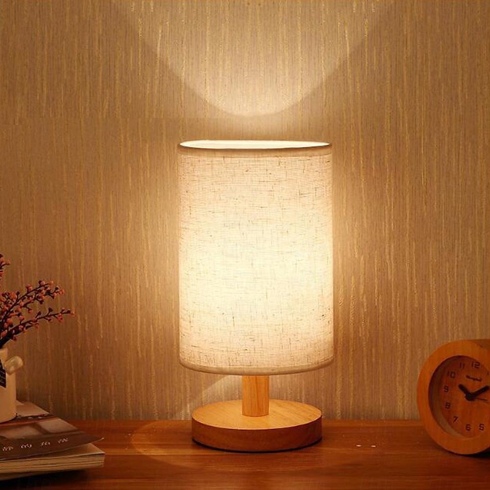 stolní lampa noční noční stolek lampa jednoduchá stolní lampa látková dřevěná stolní lampa do ložnice obývací pokoj pracovna 2025 - $19.99 –P1