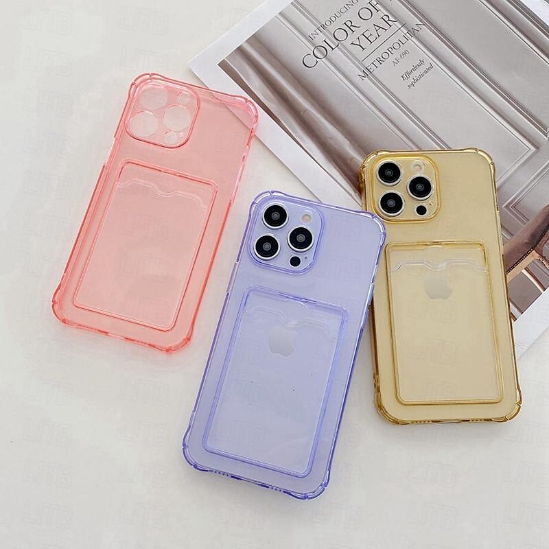 telefoon hoesje Voor iPhone 15 Pro Max Plus iPhone 14 13 12 11 Pro Max Mini SE X XR XS Max 8 7 Plus Achterkant Kristalhelder Slanke behuizing Transparant Ultra dun Kaartsleuf Kleurgradatie TPU 2025 - $10.99 –P3