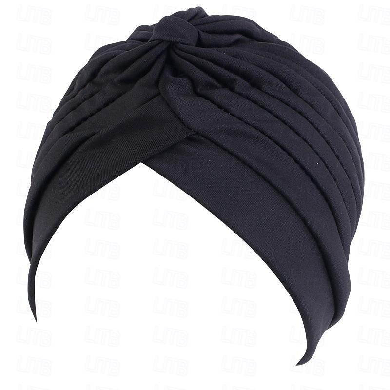 Sombreros turbantes suaves con nudo preanudado moda plisada gorro de quimioterapia diadema para dormir de color sólido naranja para mujeres Día de Reyes casual diario 2025 - $13.99 –P25