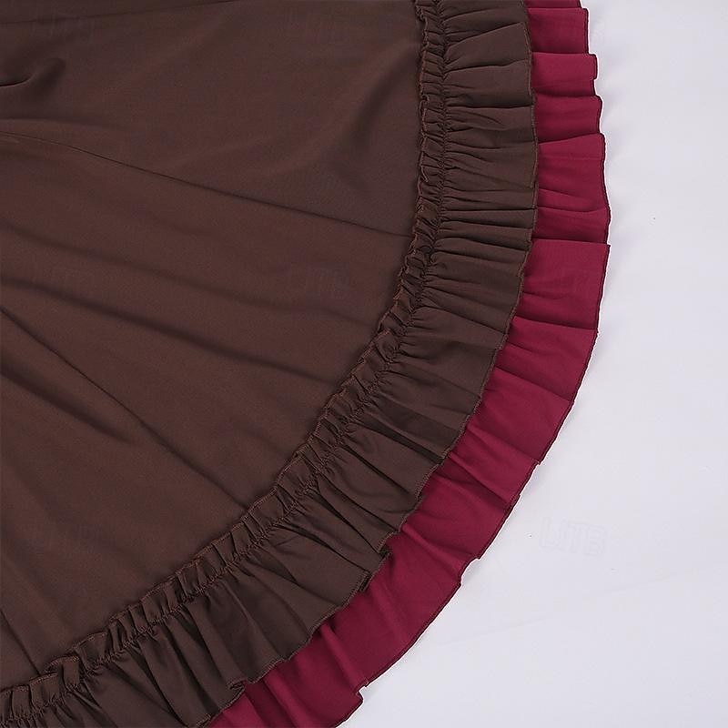 Lolita gotică Punk și gotic Steampunk Rochii Episcop Cu Volane Bloc Culoare Răsfrânt Costume de fancy Pentru femei Fantezie Steampunk Performanță Mascaradă Adulți Rochie 2026 - $48.99 –P9