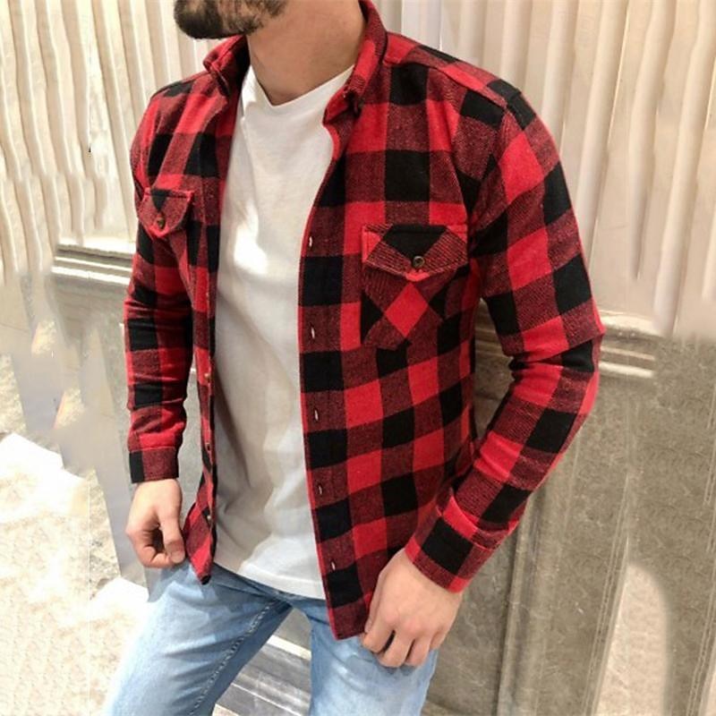 Per uomo Camicia casual Camicia con Bottoni Sopracamicia Camicie a quadri Rosso Blu scuro Beige Manica Lunga Plaid Bavero Vacanza Camicia hawaiana Tasca Abbigliamento Poliestere Moda Casual del 2026 a $24.99 –P2