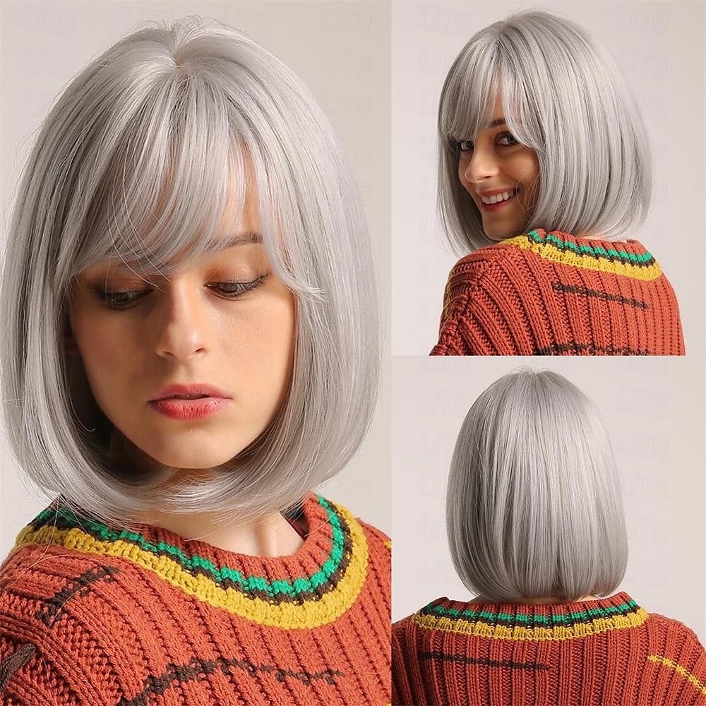 parrucca bionda con frangia parrucche bionde corte e ondulate con radici scure per donne capelli sintetici resistenti al calore parrucche carine dall'aspetto naturale per del 2025 a $18.99 –P5