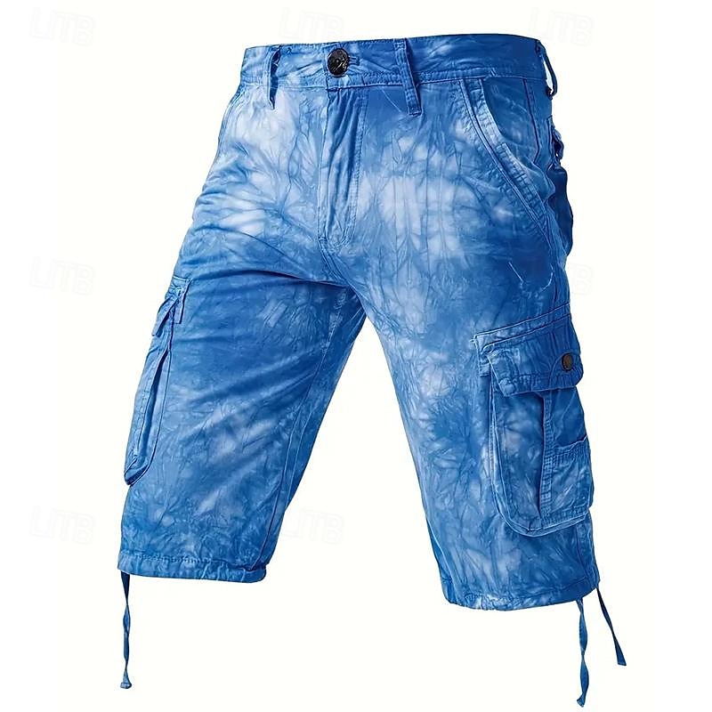 Men's Cargo Shorts Casual Shorts Zipper Pocket Tie Dye Breathable Soft Casual Weekend Fashion Streetwear Black Yellow Micro-elastic 2024 - $27.99 –P1