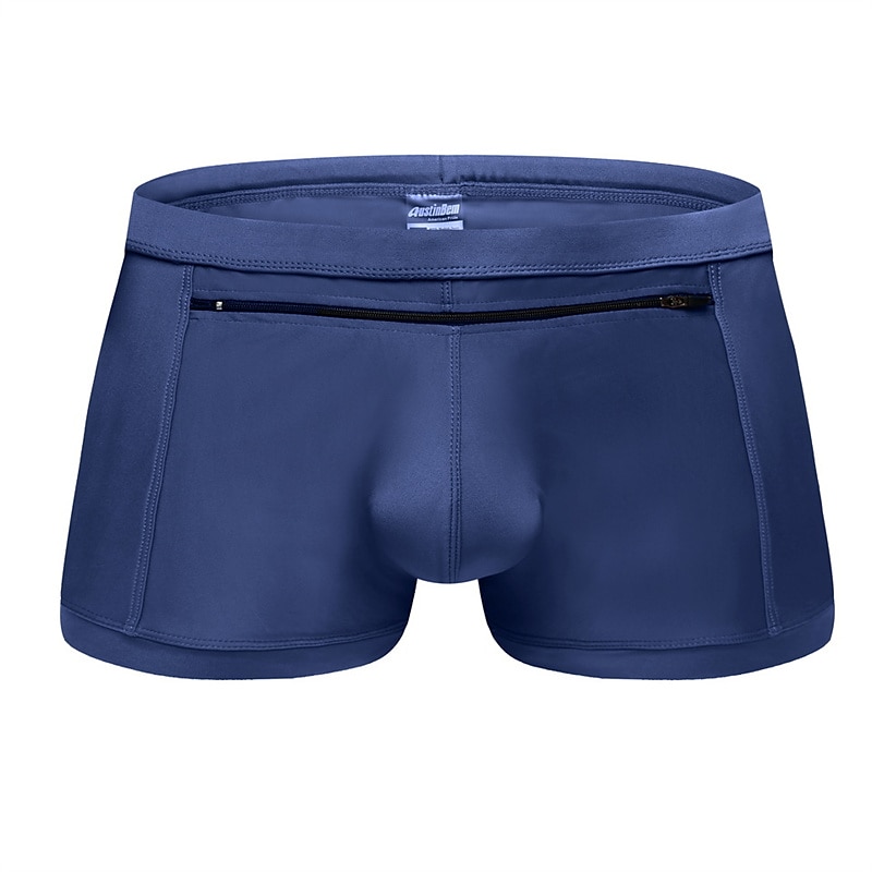 Men's Boxer Swim Shorts Beach Shorts Going out Weekend Soft Comfortable Elastic Waist Zipper Pocket Plain Short Gymnatics Casual Activewear Lake blue Black 2025 - $17.99 –P3