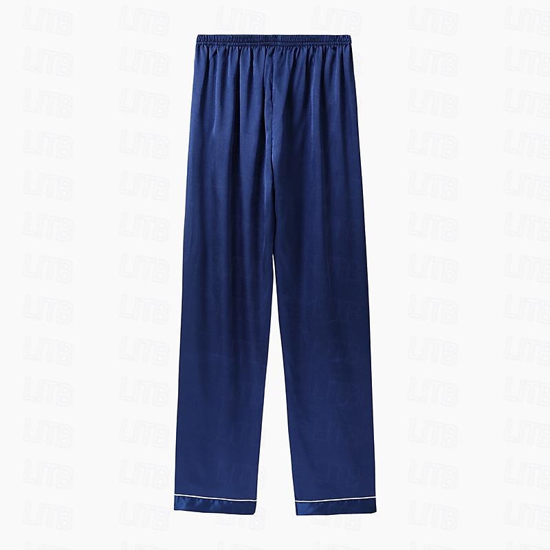 Women's Gift Pajamas Sets Home Party Daily Basic Pure Color Satin Simple Casual Soft Shirt Pant Fall Spring Summer Shirt Collar Long Sleeve Long Pant Buckle Pocket Home Outfits 2025 - $5.99 –P6