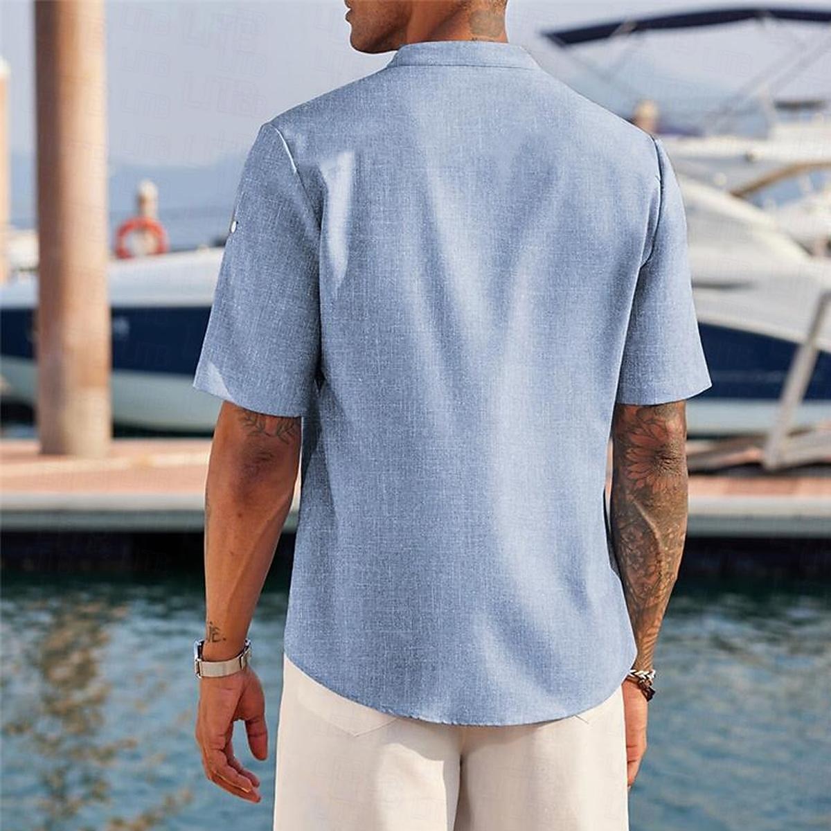 Herren Palme Tropische Pflanzen Hemd Sommerhemd Lässiges Hemd Kurzarm Hemd Ständer Hawaiianisch Resort Urlaub Freizeitskleidung Ausgehen Blau Grün Khaki S M L 2026 - $25.99 –P7