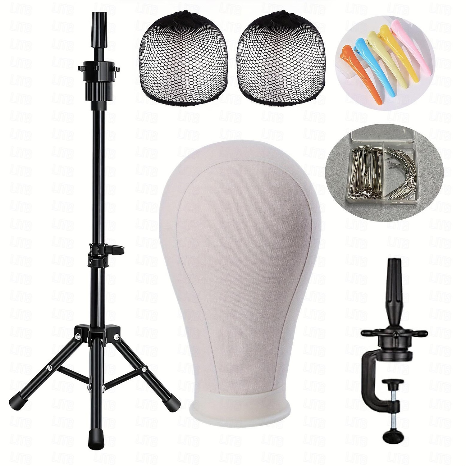 22 Inch Wig HeadWig Stand Tripod with HeadCanvas Wig HeadMannequin Head for WigsManikin Canvas Head Block Set for Wigs Making Display with Wig caps T/C Pins Set 2025 - $47.99 –P1