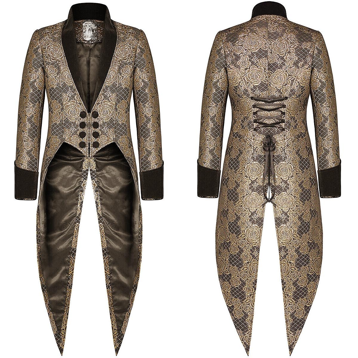 Punk & Gothic Medieval Coat Masquerade Ren Faire Prince Knight Ritter Nobleman Men's Royal Steampunk Party / Evening Adults' Coat 2025 - $52.99 –P16