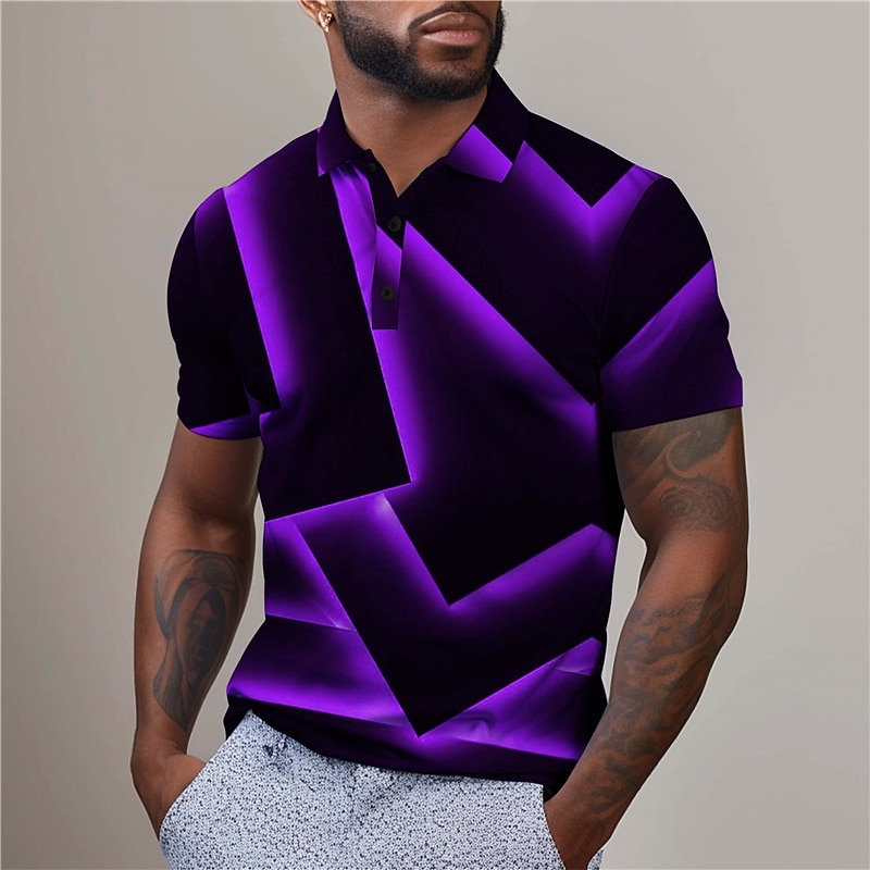 Homme Géométrique Chemise de golf Manche Courte Polos Chemises à Col Occasionnel Vêtements de vacances Tenue formelle Vêtements de festival Impression 3D Boutons Été Jaune de 2026 ? $23.99 –P14