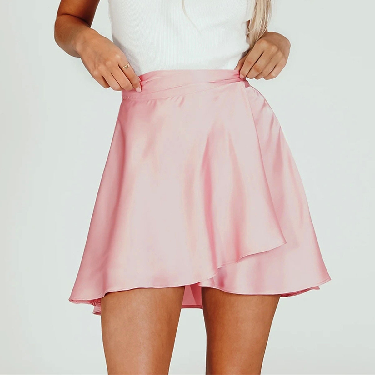 dammardi gras kjol en linje mini hög midja kjolar rosett enfärgad vardagshelg sommar satin mode casual vin svart-vit svart rosa karnevalstema 2026 - $27.99 –P7