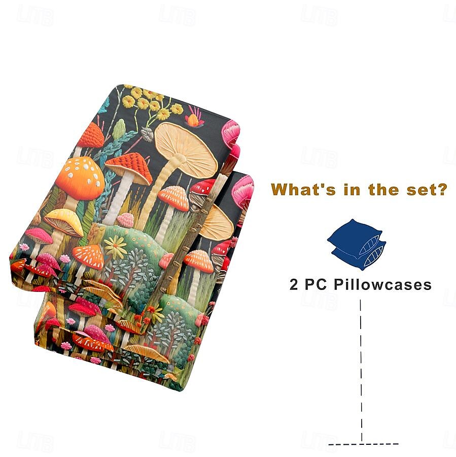Juego de 2 fundas de almohada tamaño queen con diseño de setas, funda de edredón estampada, funda de almohada suave y transpirable, funda de almohada decorativa (20 x 30 pulgadas) 2025 - $22.99 –P5