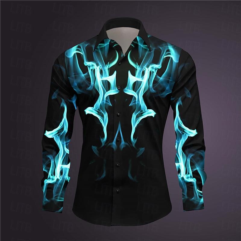 Miesten Geometrinen printti antaa potkut Paita Button Up paita Pitkähihainen Abstrakti Subkulttuuri Arki-asut Bile Kevät Sänkyjen avaus Painettu Painike alas Tumman punainen Keltainen Punastuvan 2025 - $26.99 –P4