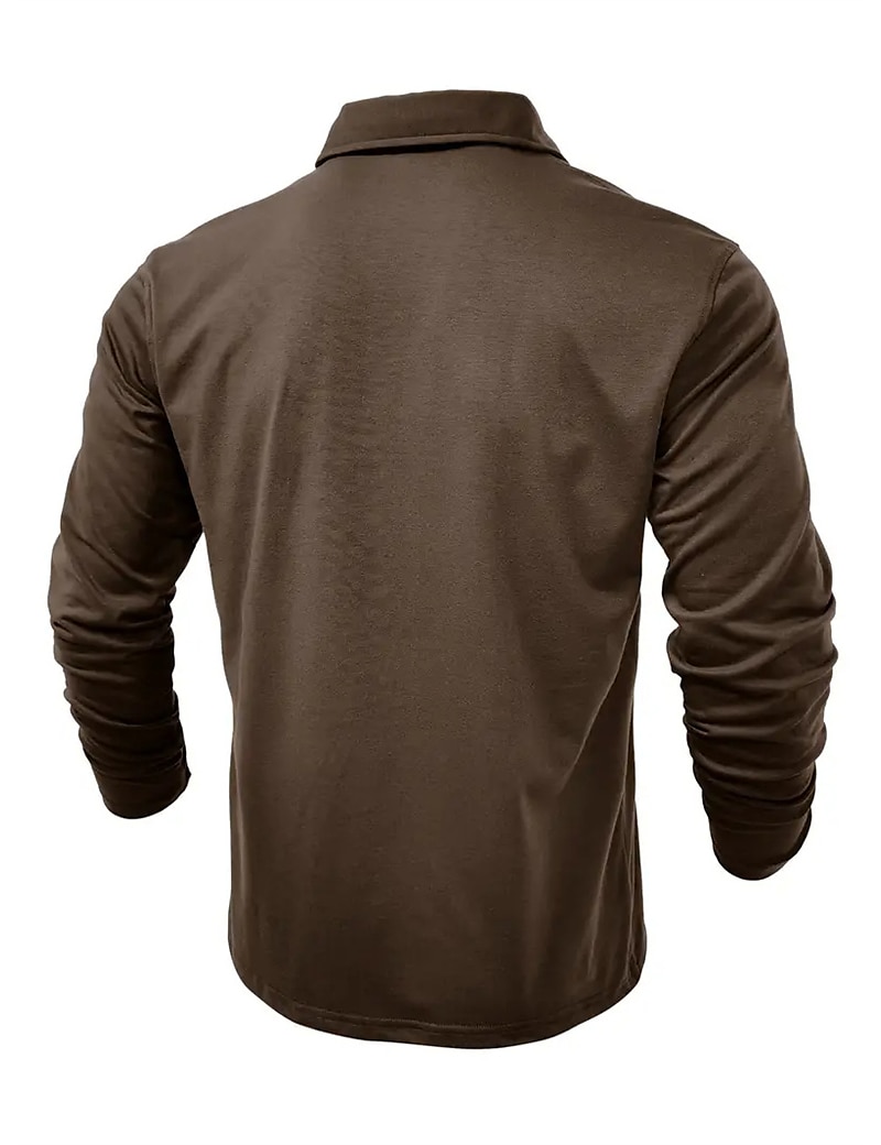 Herren Poloshirt Polos mit Knöpfen Casual Sport Kargen Langarm Modisch Basic Glatt Taste Tasche Frühling & Herbst Regular Fit Schwarz Weiß Armeegrün Rote Marineblau Dunkelgrün Poloshirt 2025 - $22.99 –P3