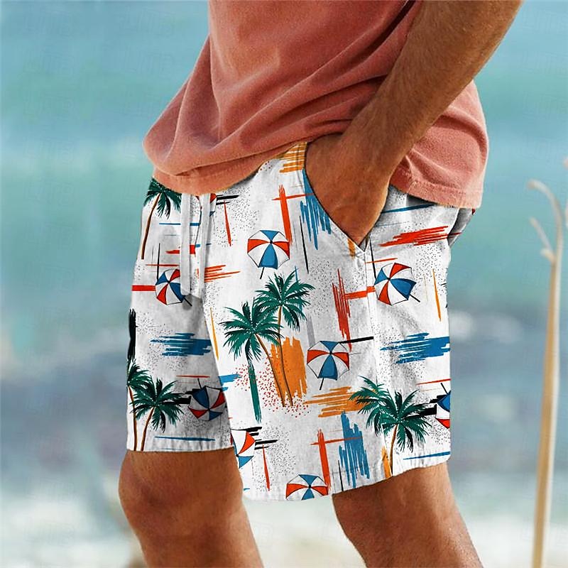 Homens Coqueiro Shorts de Natação Bermuda de Surf Calção de Banho Cintura Média Férias Havaiana Casual Férias Feriado Praia Com Cordão com forro de malha Cintura elástica Designer Roupa de 2025 por $17.99 –P5