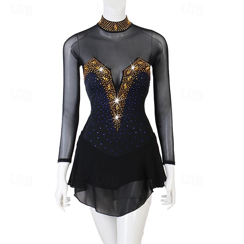 Dance Salsa Latin Dance Dress Rhinestone Women's Performance Training Long Sleeve High Spandex Tulle 2026 - $180.99 –P6