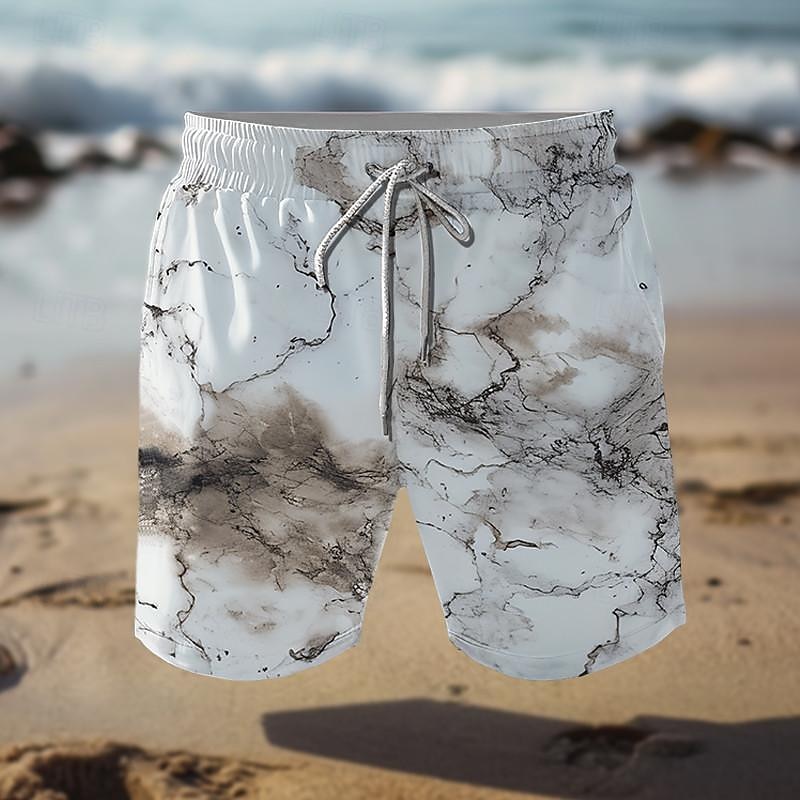 Men's Texture Crack Swim Trunks Swim Shorts Board Shorts Mid Waist Vacation Hawaiian Holiday Vacation Holiday Beach Drawstring with Mesh lining Elastic Waist Designer Clothing Apparel 2025 - $17.99 –P6