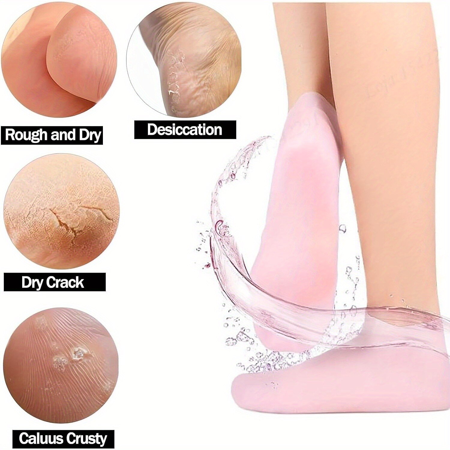 جوارب مرطبة من جل السيليكون - جوارب باديكير سبا للقدم للسيدات للأقدام الجافة والمتشققة، جوارب جل للعناية بالقدم لإصلاح القدم الجافة والكعوب المتشققة وتنعيم البشرة الخشنة 2025 - $4.99 –P3