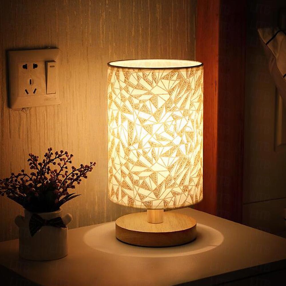 stolní lampa noční noční stolek lampa jednoduchá stolní lampa látková dřevěná stolní lampa do ložnice obývací pokoj pracovna 2025 - $19.99 –P7