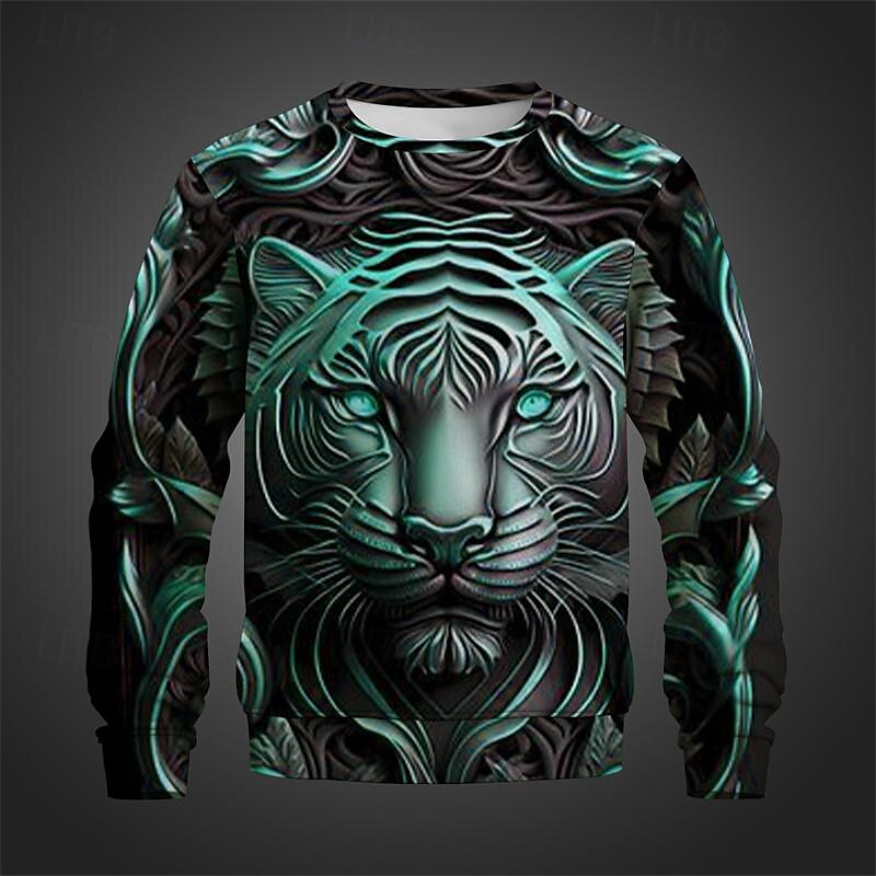 Per uomo Tigre Felpe Felpa Manica lunga Felpa Girocollo Di tendenza Informale Stile di strada Stampa 3D Per uscire Abbigliamento di strada Stampa 3D Primavera & Autunno del 2025 a $29.99 –P7