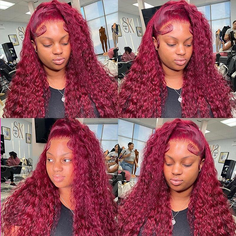Burgundy Curly Wigs 99J Lace Frontal Wig 13x4 Curly Frontal Wig 12-30 Inch 2025 - $206.99 –P1
