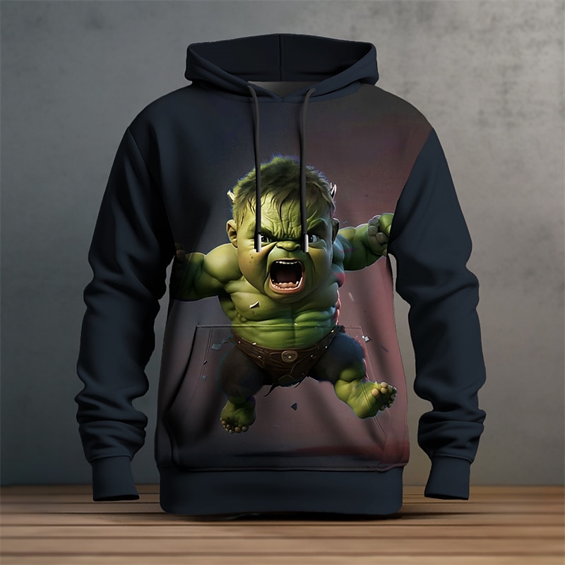 Pánské Grafika Komiks Kapuce Kapucky Mikina Kapuce Dlouhý rukáv Mikina s kapucí Kapuce Módní 3D tisk Outdoorové sporty Dovolená Streetwear Rubínově červená Vodní modrá Tisk Přední kapsa Jaro & podzim 2025 - $31.99 –P9