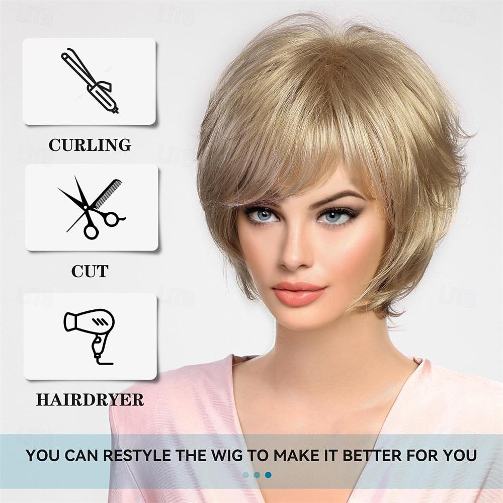 Short Ash Blonde Wig with BangsPixie Cut Layered Wigs for Women Healthy Memory Synthetic FiberGlueless Wigs Fluffy Natural Daily Use 2026 - $26.99 –P4