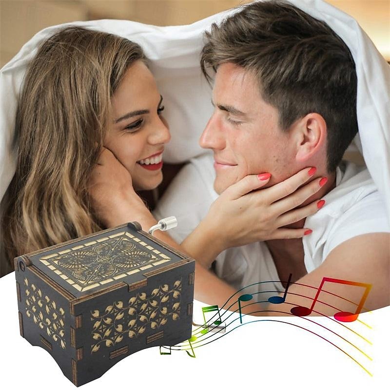لا يمكن أن تساعد في الوقوع في الحب، صندوق موسيقى خشبي منقوش عتيق، علبة موسيقية للحب، صندوق موسيقى خشبي واحد - هدايا للحبيب والصديقة والزوج والزوجة 2025 - $27.99 –P6