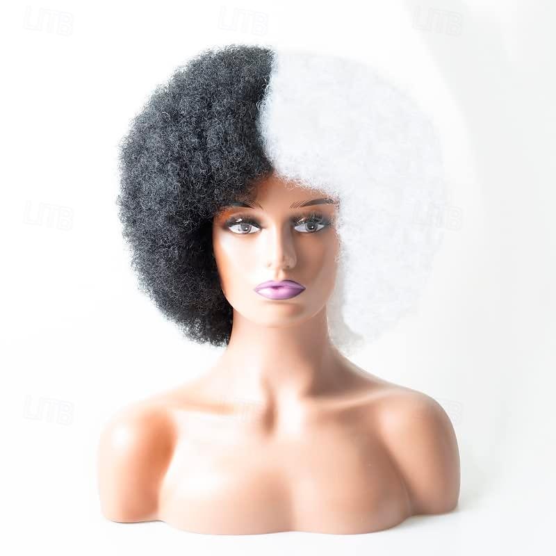 Peruca Afro Peruca Afro dos anos 70 para Mulheres Negras Perucas Cacheadas Kinky com Franjas Peruca Curta e Cacheada Macia e Natural para Uso Diário Festa Perucas de Halloween de 2025 por $18.99 –P7