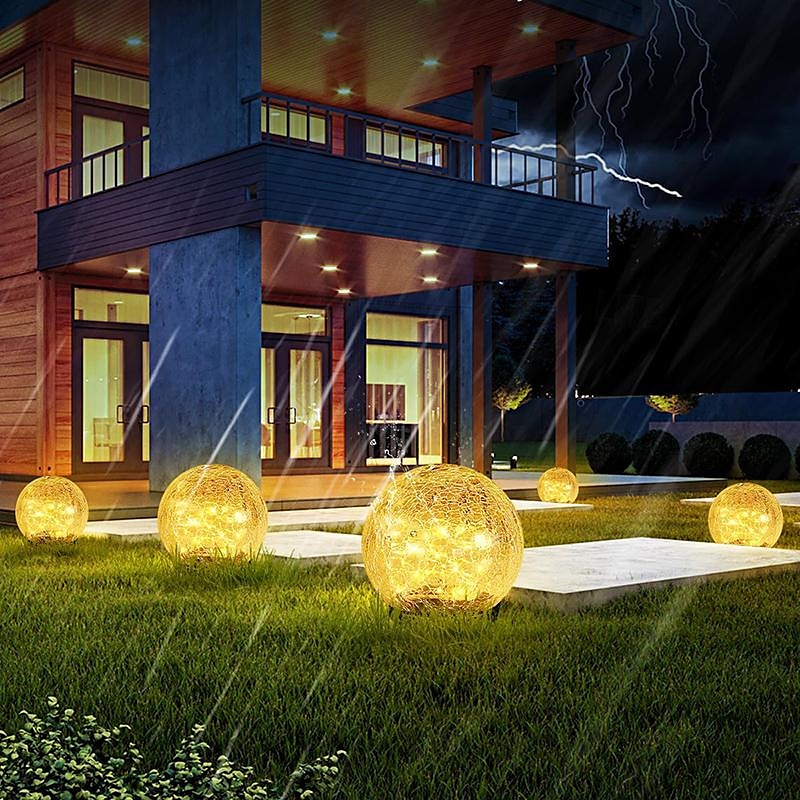 solární lední hokej pohřbená lampa trávník vložená lampa venkovní nádvoří zahrada krok atmosféra dekorace led crack lampa 2025 - $24.99 –P3
