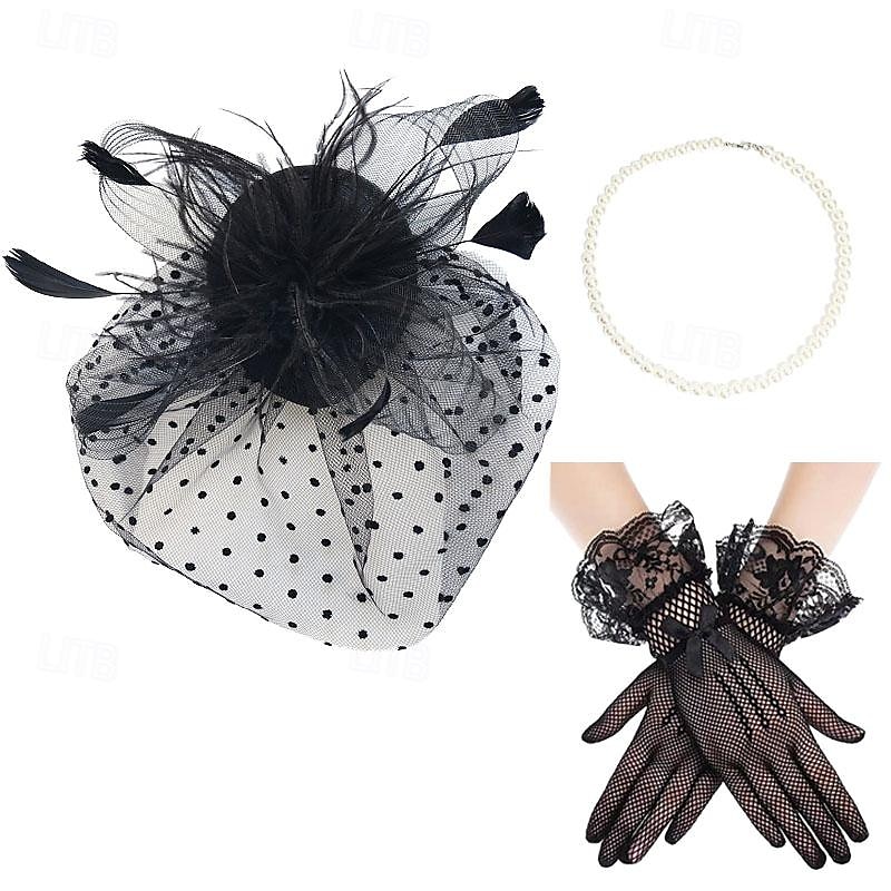 Retro Vintage 1950s 1920s Headpiece Party Costume Fascinator Hat Women's Masquerade Vacation Event / Party Date Adults' Gloves Necklace Hat All Seasons 2025 - $17.99 –P1