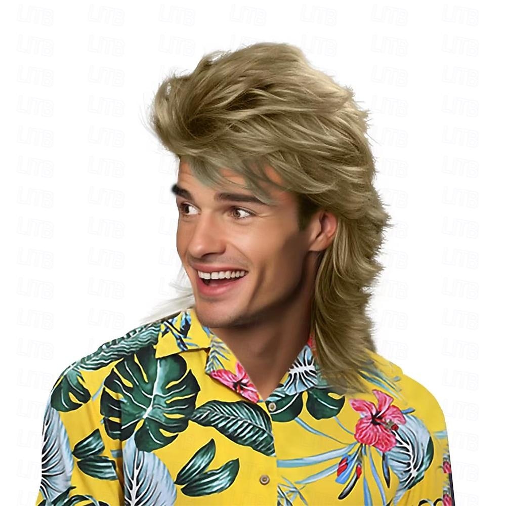 Mullet paruky pro muže kostýmy ze 70. a 80. let paruky realistické halloweenské paruky 2025 - $20.99 –P3